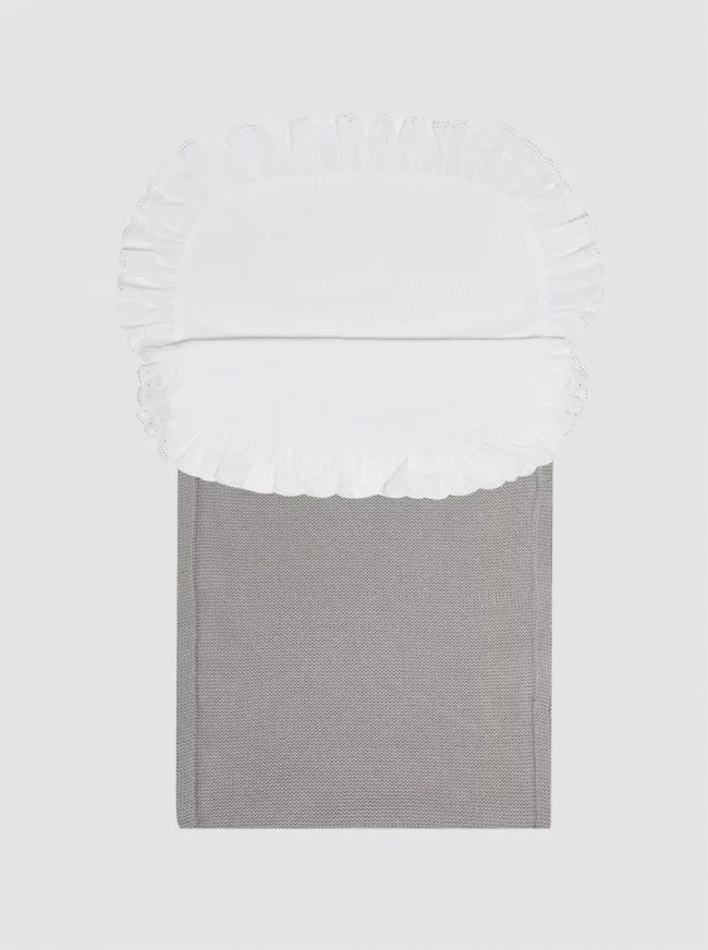 Grey Winter Knitted Blanket with Removable Blanket and Wadding - Carry Cot