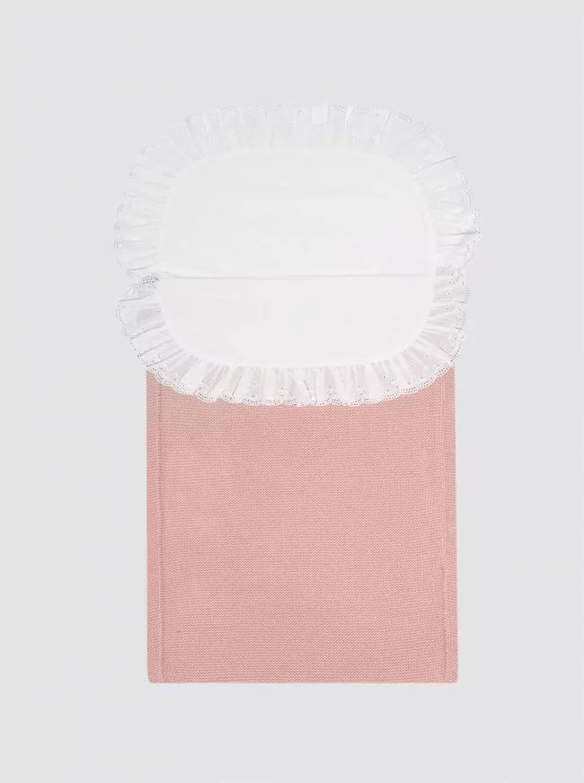 Pink Winter Knitted Blanket with Removable Wadding Sheet - Carrycot