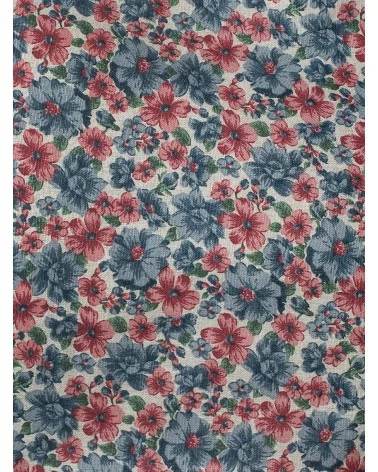 Universal Summer Linen Rustic Blue and Red Flowers Summer Cover