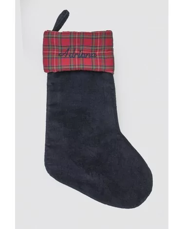 Christmas Stocking Corduroy Blue and Balmoral Red