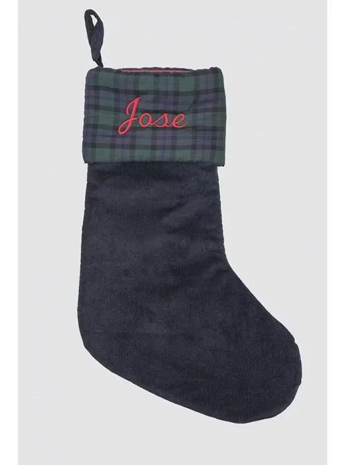 Blue Corduroy and Navy Balmoral Christmas Stocking