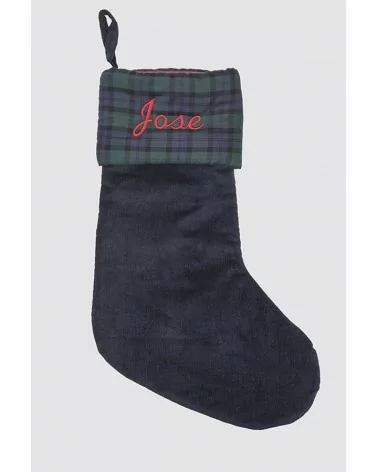 Blue Corduroy and Navy Balmoral Christmas Stocking