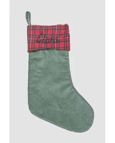 Green Corduroy and Red Balmoral Christmas Stocking