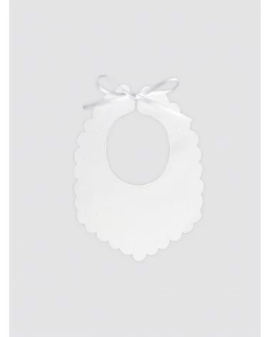 Baba Pique White Bib With Embroidered Bodosques