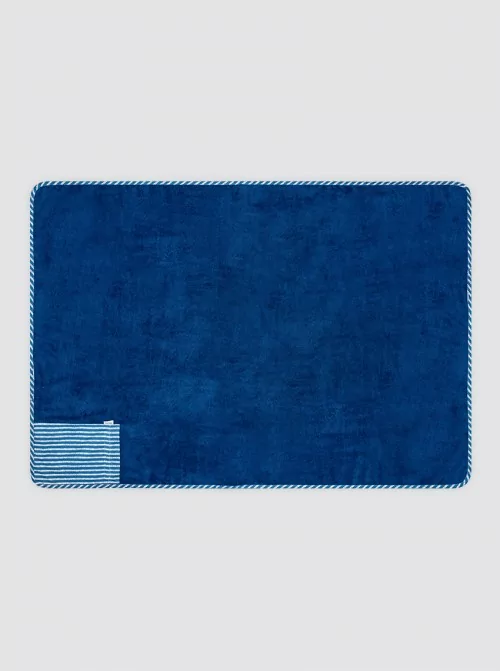Beach Towel Blue Striped Pocket