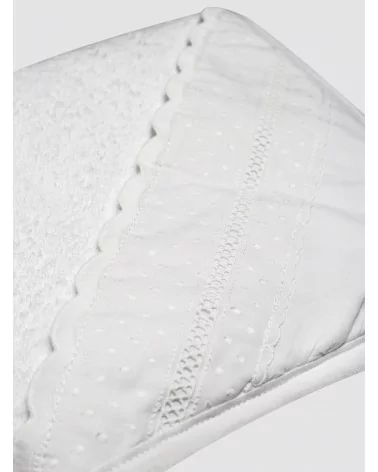 Baby Bath Towel White Embroidered Strip