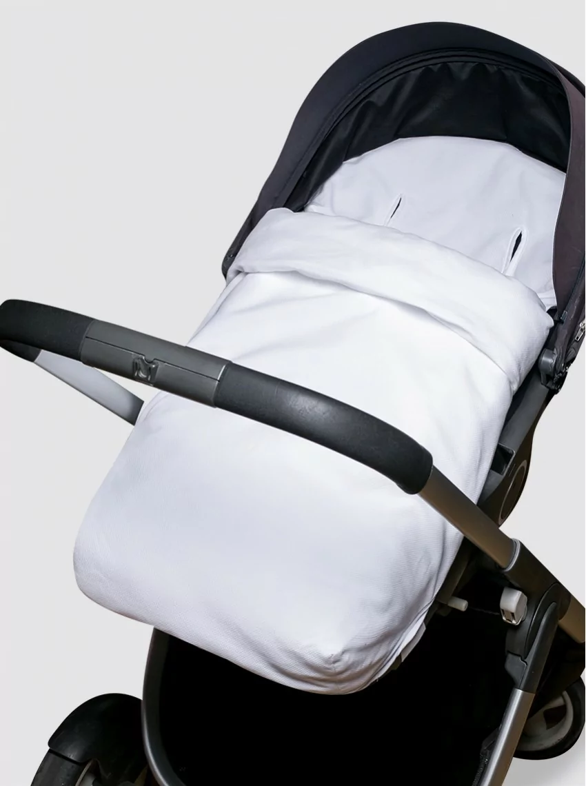 White Cover with Universal Stroller Bag White Pique